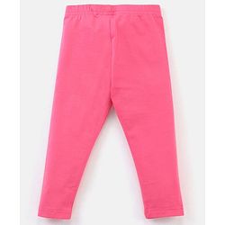 Babyhug Cotton Lycra Full Length Solid Leggings - Pink