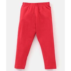 Babyhug Cotton Lycra Full Length Solid Leggings - Red