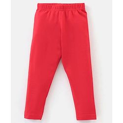 Babyhug Cotton Lycra Full Length Solid Leggings - Red