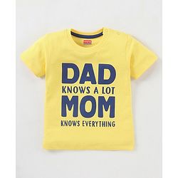 Babyhug Cotton Jersey Half Sleeves T-Shirt Text Printed - Yellow