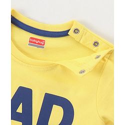 Babyhug Cotton Jersey Half Sleeves T-Shirt Text Printed - Yellow