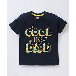 Babyhug Cotton Half Sleeves T-Shirt Text Print - Navy Blue
