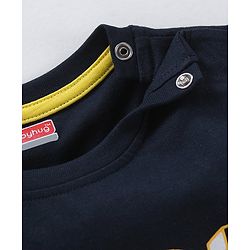 Babyhug Cotton Half Sleeves T-Shirt Text Print - Navy Blue