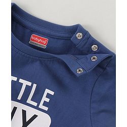 Babyhug Cotton Half Sleeves Text Print T-Shirt - Blue