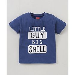 Babyhug Cotton Half Sleeves Text Print T-Shirt - Blue