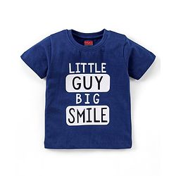 Babyhug Cotton Half Sleeves Text Print T-Shirt - Blue