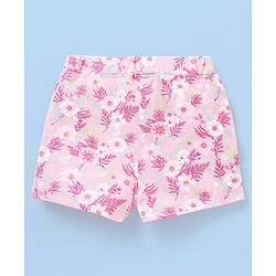 Babyhug Cotton Mid Thigh Length Floral Printed Shorts - Pink
