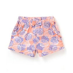 Babyhug Cotton Knit Shorts Shell Print - Peach