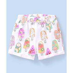 Babyhug Cotton Mid Thigh Length Fuits Printed Shorts - White