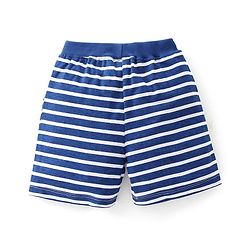 Babyhug Cotton Mid Thigh Length Shorts Dino Print - White & Navy Blue