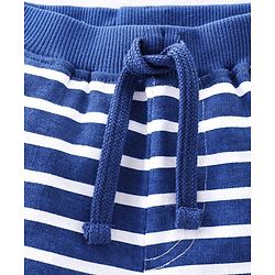 Babyhug Cotton Mid Thigh Length Shorts Dino Print - White & Navy Blue