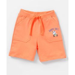 Babyhug Knee Length Cotton Knit Panda Print Shorts - Orange