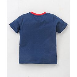 Babyhug Cotton Knit Half Sleeves Night Suit Dino Print - Navy & Ecru