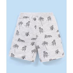 Babyhug Cotton Knit Mid Thigh Length Shorts Tiger Print - Grey