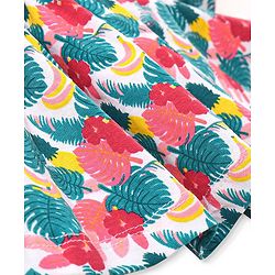 Babyhug 100% Cotton Half Sleeves Kaftan Style Top with Drawstring & Tassel Detailing Tropical Print - Mulricolour