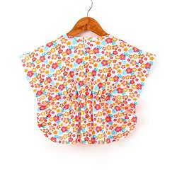 Babyhug Cotton Knit Half Sleeves Kaftan Style Tee with Drawstring & Tassel Detailing- White