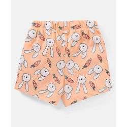 Babyhug Cotton Half Sleeves Night Suit Bunny Print- Peach