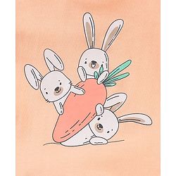 Babyhug Cotton Half Sleeves Night Suit Bunny Print- Peach