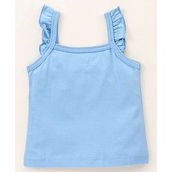 Babyhug Cotton Knit Sleeveless Night Suit Kitty Print - Blue