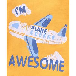 Babyhug Cotton Half Sleeves T-Shirt Aeroplane Print - Yellow