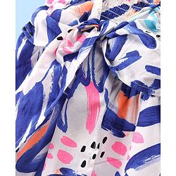 Babyhug Cotton Woven Singlet Sleeves Jumpsuit Abstract Print - White