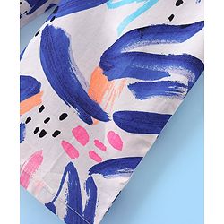 Babyhug Cotton Woven Singlet Sleeves Jumpsuit Abstract Print - White