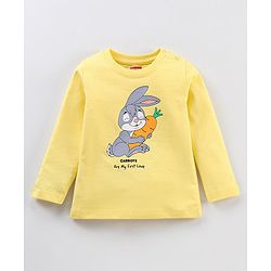 Babyhug Cotton Knit Full Sleeves Night Suit Stripes & Bunny Print - Yellow