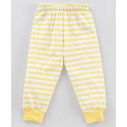 Babyhug Cotton Knit Full Sleeves Night Suit Stripes & Bunny Print - Yellow