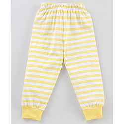Babyhug Cotton Knit Full Sleeves Night Suit Stripes & Bunny Print - Yellow