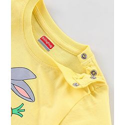 Babyhug Cotton Knit Full Sleeves Night Suit Stripes & Bunny Print - Yellow
