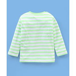 Babyhug Cotton Knit Full Sleeves Night Suit Striped & Teddy Print - Green