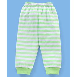 Babyhug Cotton Knit Full Sleeves Night Suit Striped & Teddy Print - Green
