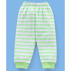 Babyhug Cotton Knit Full Sleeves Night Suit Striped & Teddy Print - Green