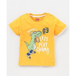 Babyhug Cotton Jersey Half Sleeves T-Shirt Text Printed - Yellow