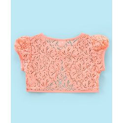 Babyhug 100% Cotton Sleeveless Floral Print Frock with Lace Shrug - White & peach