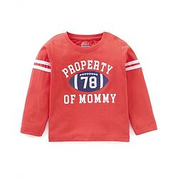 Babyhug Cotton Jersey Knit Full Sleeves T-Shirt with Text Print - Light Red