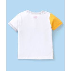 Babyhug Cotton Knit Half Sleeves Cut & Sew T-Shirt Text Print- Ecru Melange & White