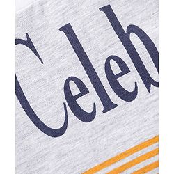 Babyhug Cotton Knit Half Sleeves Cut & Sew T-Shirt Text Print- Ecru Melange & White