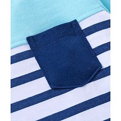 Babyhug Half Sleeves Cotton Striped T-Shirt - Blue White