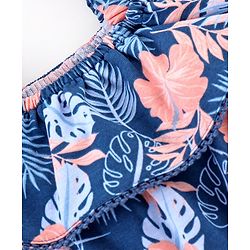 Babyhug 100% Cotton Sleeveless Jumpsuit Leaf Print- Navy Blue