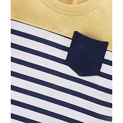 Babyhug Cotton Jersey Knit Half Sleeves Striped T-Shirt - Yellow & White