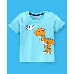 Babyhug Cotton Half Sleeves T-Shirt Dino & Stripes Print Pack of 3 -Blue & Green
