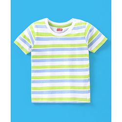 Babyhug Cotton Half Sleeves T-Shirt Dino & Stripes Print Pack of 3 -Blue & Green