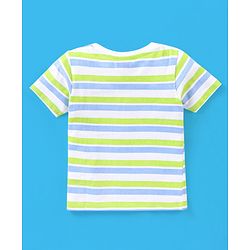 Babyhug Cotton Half Sleeves T-Shirt Dino & Stripes Print Pack of 3 -Blue & Green