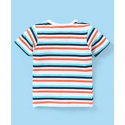 Babyhug Cotton Half Sleeves T-Shirt Text & Stripes Print Pack of 3 -Blue & Red