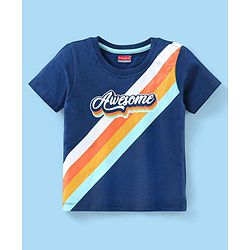 Babyhug Cotton Half Sleeves T-Shirt Text & Stripes Print Pack of 3 -Blue & Red