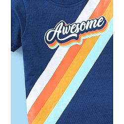 Babyhug Cotton Half Sleeves T-Shirt Text & Stripes Print Pack of 3 -Blue & Red