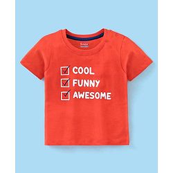 Babyhug Cotton Half Sleeves T-Shirt Text & Stripes Print Pack of 3 -Blue & Red