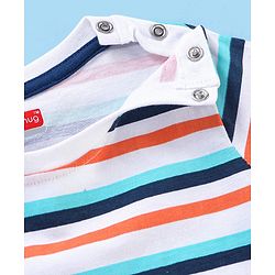 Babyhug Cotton Half Sleeves T-Shirt Text & Stripes Print Pack of 3 -Blue & Red