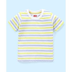Babyhug Cotton Knit Half Sleeves Striped T-Shirt Lion Print Pack of 3 - Green & Purple